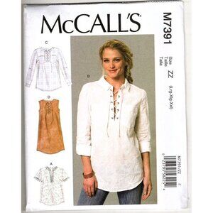 McCall's M7391 Misses L to XXL Split Neck Tops and Tunics Uncut Sewing Pattern